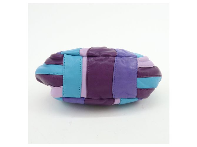 Borsa a tracolla e borsa a mano 2Way in pelle con logo PRADA Viola Blu Turchese - vista 5