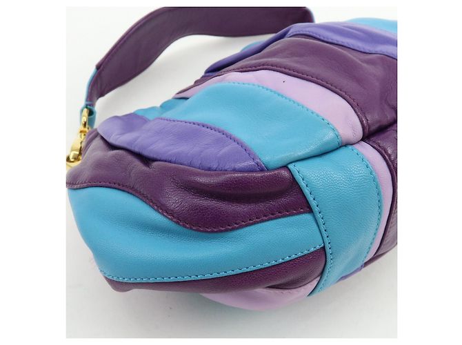 Borsa a tracolla e borsa a mano 2Way in pelle con logo PRADA Viola Blu Turchese - vista 9