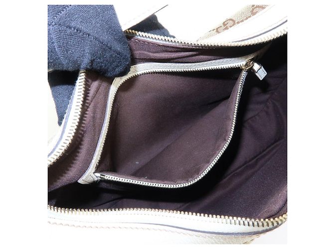 Borsa a tracolla e borsa a mano GUCCI GG Canvas Leather Beige White 153010 - vista 18