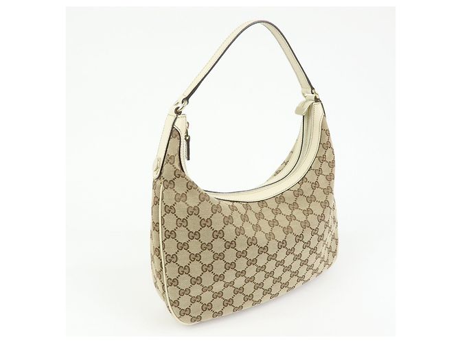 Borsa a tracolla e borsa a mano GUCCI GG Canvas Leather Beige White 153010 - vista 4