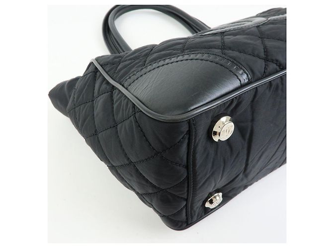 CHANEL Paris New York COCO Mark Nylon Leather Tote Bag Black A33100 - vista 10