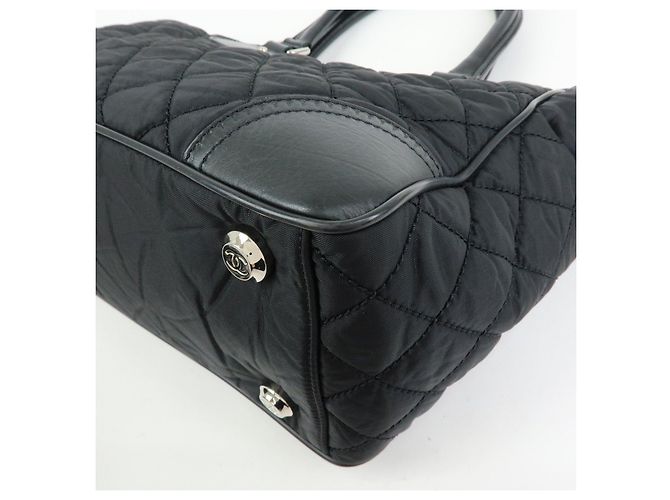 CHANEL Paris New York COCO Mark Nylon Leather Tote Bag Black A33100 - vista 13
