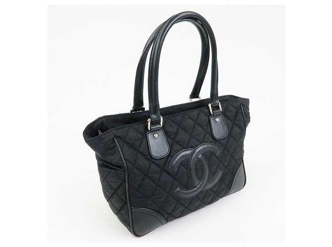 CHANEL Paris New York COCO Mark Nylon Leather Tote Bag Black A33100 - vista 4