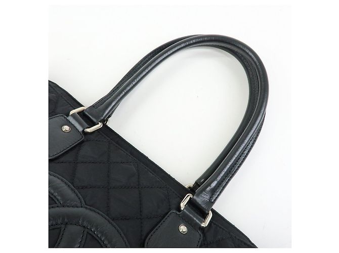 CHANEL Paris New York COCO Mark Nylon Leather Tote Bag Black A33100 - vista 6