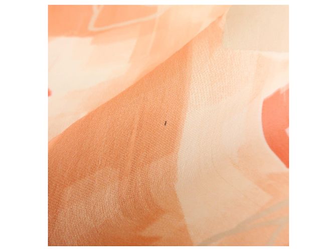 CHANEL COCO Mark Seidentuch 100% Seide Rosa Orange Weiß - Ansicht 11