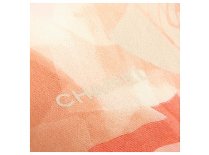 CHANEL COCO Mark Seidentuch 100% Seide Rosa Orange Weiß - Ansicht 15