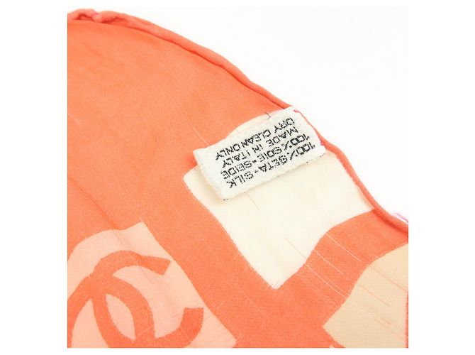 CHANEL COCO Mark Seidentuch 100% Seide Rosa Orange Weiß - Ansicht 16