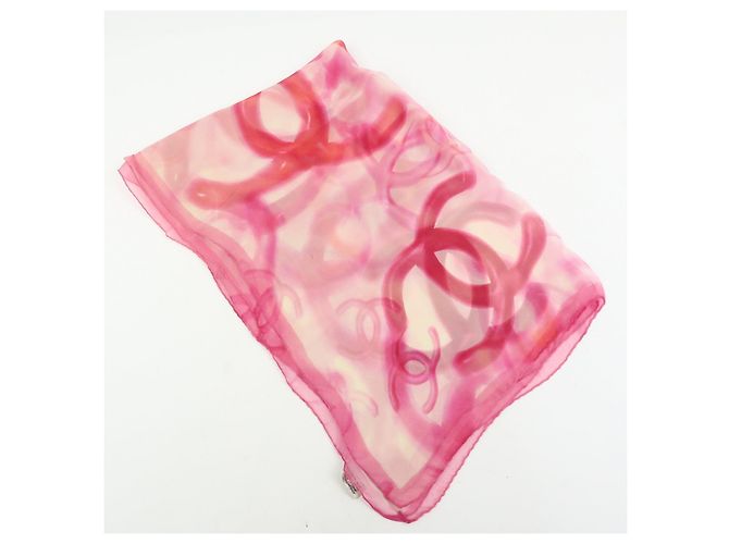 CHANEL COCO Mark Schal 100% Seide Rosa - Ansicht 2