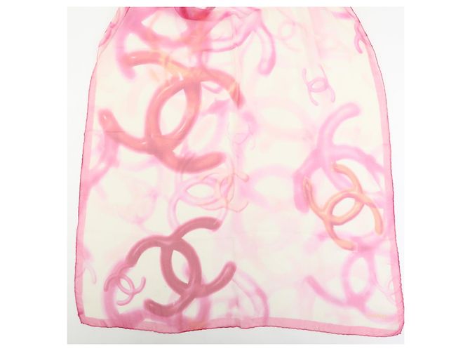 CHANEL COCO Mark Schal 100% Seide Rosa - Ansicht 3