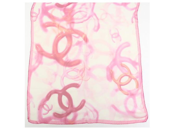 CHANEL COCO Mark Schal 100% Seide Rosa - Ansicht 4