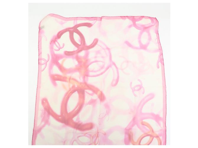CHANEL COCO Mark Schal 100% Seide Rosa - Ansicht 5