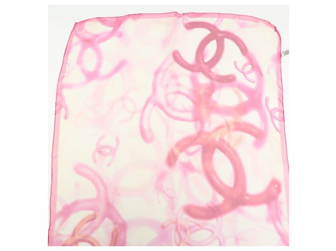 CHANEL COCO Mark Schal 100% Seide Rosa - Ansicht 6