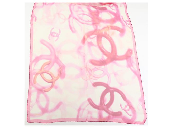 CHANEL COCO Mark Schal 100% Seide Rosa - Ansicht 7