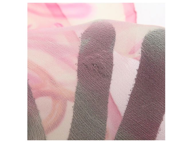 CHANEL COCO Mark Schal 100% Seide Rosa - Ansicht 9
