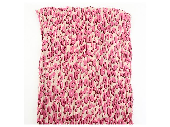 Sciarpa Chal Louis Vuitton Leopardata 100% Cotone Rosa Verde 401910 - vista 4