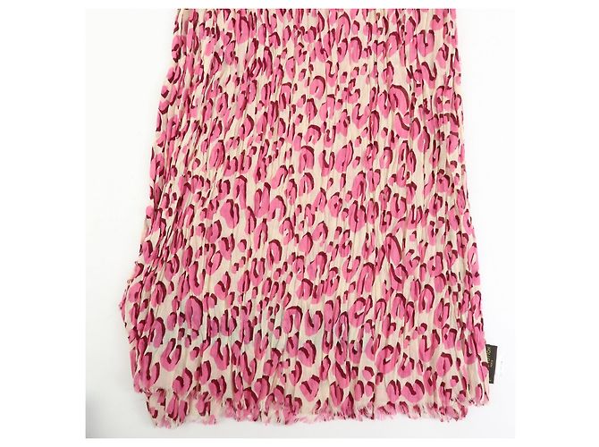 Sciarpa Chal Louis Vuitton Leopardata 100% Cotone Rosa Verde 401910 - vista 5