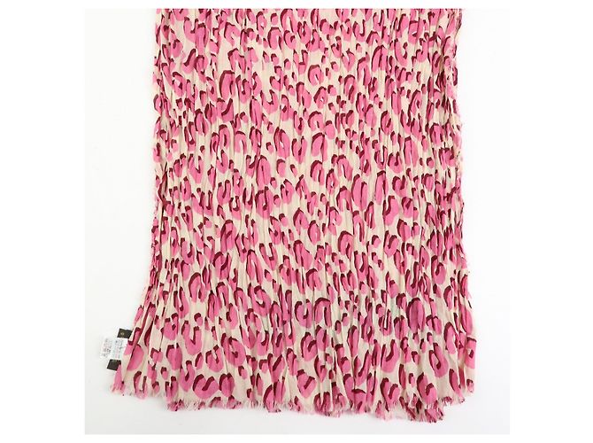 Sciarpa Chal Louis Vuitton Leopardata 100% Cotone Rosa Verde 401910 - vista 7
