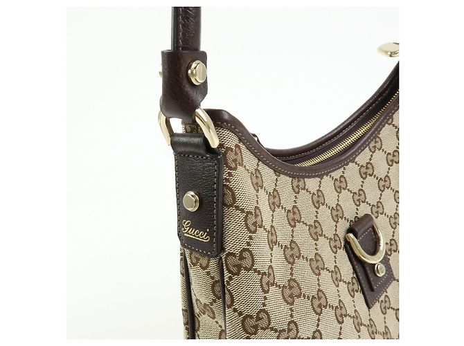 Borsa a tracolla GUCCI Abbey Canvas Leather Brown 130738 - vista 13