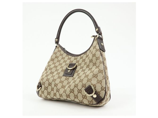 Borsa a tracolla GUCCI Abbey Canvas Leather Brown 130738 - vista 3
