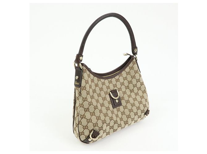 Borsa a tracolla GUCCI Abbey Canvas Leather Brown 130738 - vista 4