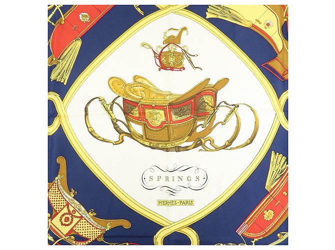 Hermès HERMES Carre 90 Seidentuch 100% Seide SPRINGS Navy Yellow - Ansicht 7