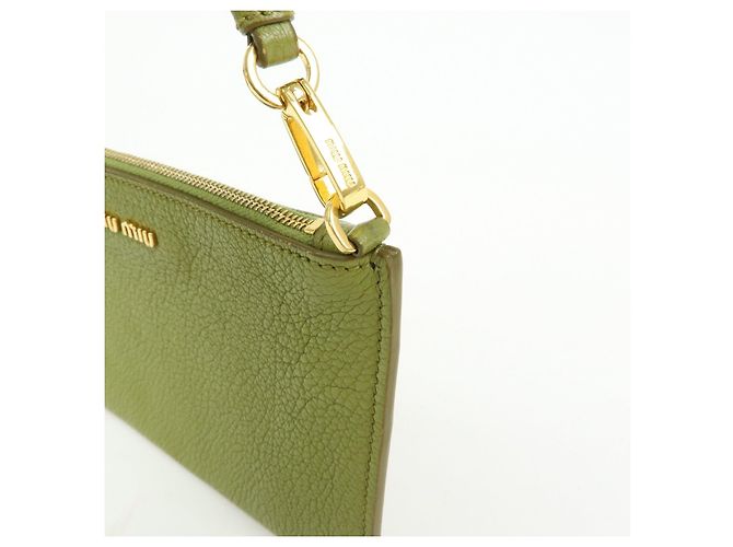 Borsa a tracolla e borsa a mano in pelle Madras con logo MIU MIU Verde - vista 14