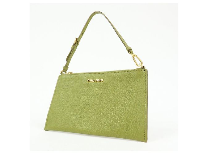 Borsa a tracolla e borsa a mano in pelle Madras con logo MIU MIU Verde - vista 3