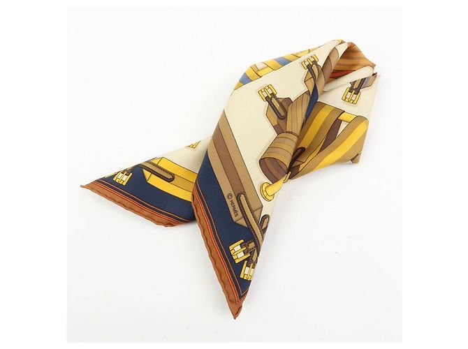Hermès HERMES Carre 42 Seidentuch 100% LES SANGLES Orange Brown Yellow - Ansicht 11