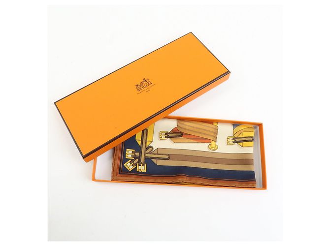 Hermès HERMES Carre 42 Seidentuch 100% LES SANGLES Orange Brown Yellow - Ansicht 12