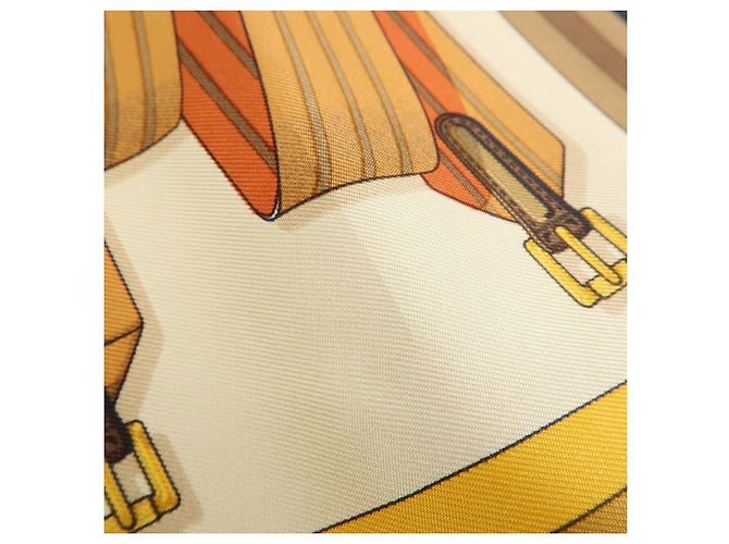Hermès HERMES Carre 42 Seidentuch 100% LES SANGLES Orange Brown Yellow - Ansicht 8