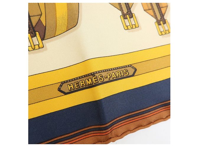 Hermès HERMES Carre 42 Seidentuch 100% LES SANGLES Orange Brown Yellow - Ansicht 9
