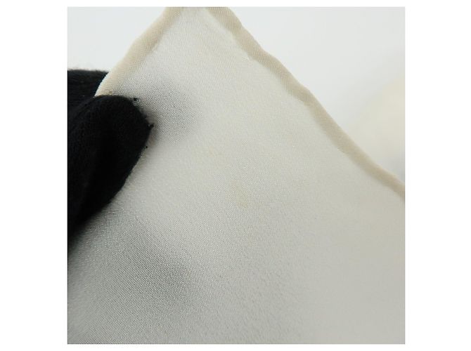 Sciarpa CHANEL COCO Mark 100% seta Coin Strip Navy Bianco Giallo - vista 11