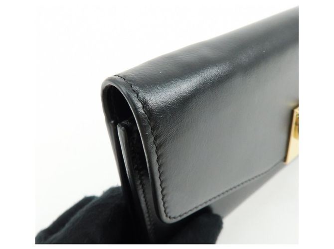 Céline Cartera larga con solapa y cadena de piel CELINE C Logo Negra - vista 14