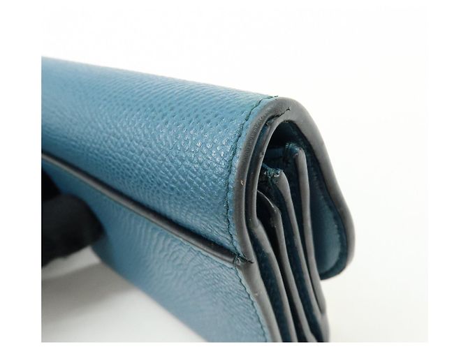 Billetera compacta tri-fold de piel Saddle Christian Dior Azul - vista 12