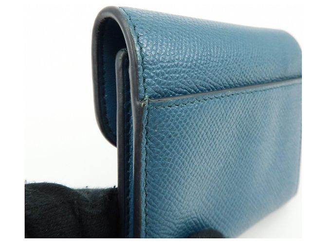 Billetera compacta tri-fold de piel Saddle Christian Dior Azul - vista 13
