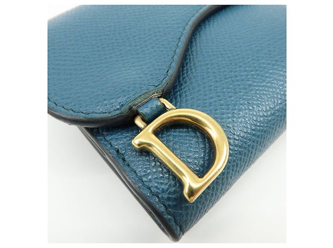 Billetera compacta tri-fold de piel Saddle Christian Dior Azul - vista 14