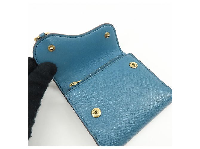 Billetera compacta tri-fold de piel Saddle Christian Dior Azul - vista 15