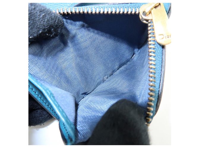 Billetera compacta tri-fold de piel Saddle Christian Dior Azul - vista 17