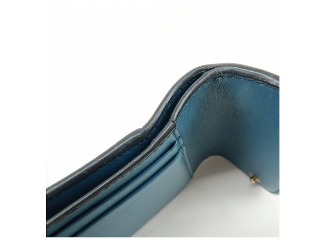 Billetera compacta tri-fold de piel Saddle Christian Dior Azul - vista 19