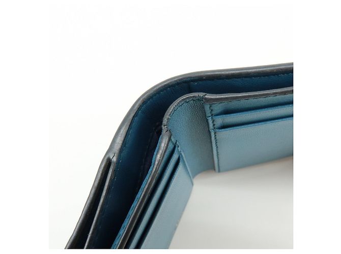 Billetera compacta tri-fold de piel Saddle Christian Dior Azul - vista 20