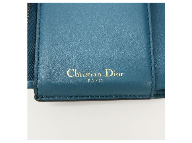Billetera compacta tri-fold de piel Saddle Christian Dior Azul - vista 22