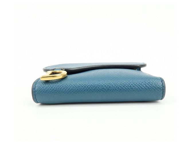 Billetera compacta tri-fold de piel Saddle Christian Dior Azul - vista 5