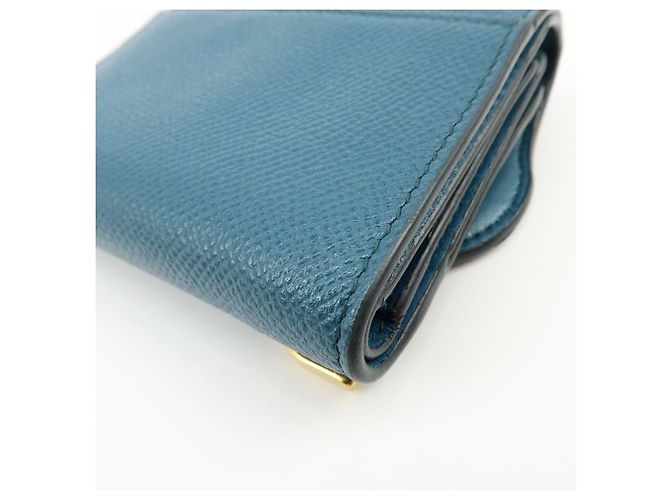 Billetera compacta tri-fold de piel Saddle Christian Dior Azul - vista 8