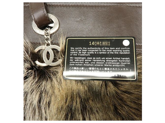 Borsa Tote e Borsa a Tracolla CHANEL Paris Biarritz in pelle e pelliccia Marrone Beige - vista 12