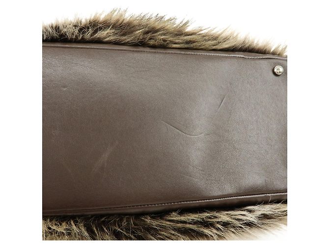 Borsa Tote e Borsa a Tracolla CHANEL Paris Biarritz in pelle e pelliccia Marrone Beige - vista 4