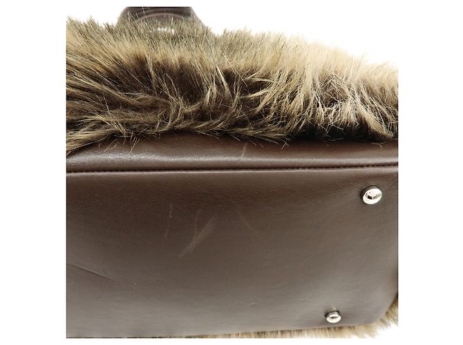 Borsa Tote e Borsa a Tracolla CHANEL Paris Biarritz in pelle e pelliccia Marrone Beige - vista 5