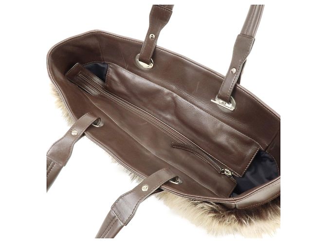 Borsa Tote e Borsa a Tracolla CHANEL Paris Biarritz in pelle e pelliccia Marrone Beige - vista 8