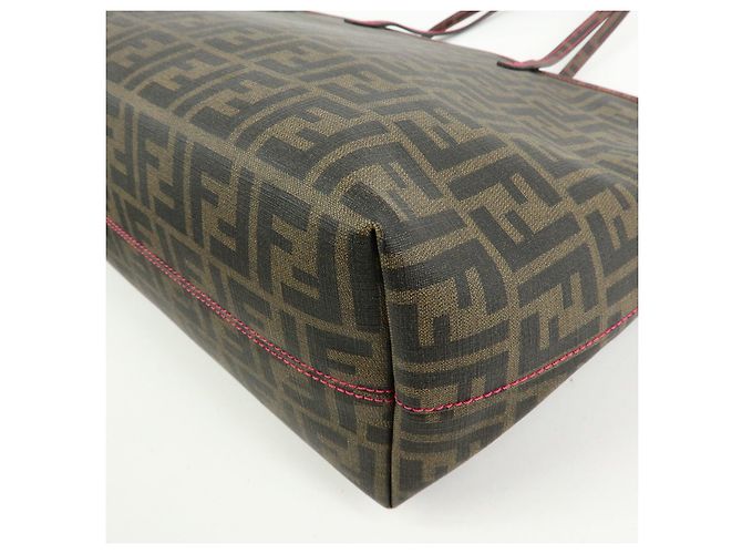 FENDI Borsa Tote e Borsa a Spalla Zucca PVC Leather Marrone Nero Rosa 8BH185 - vista 10