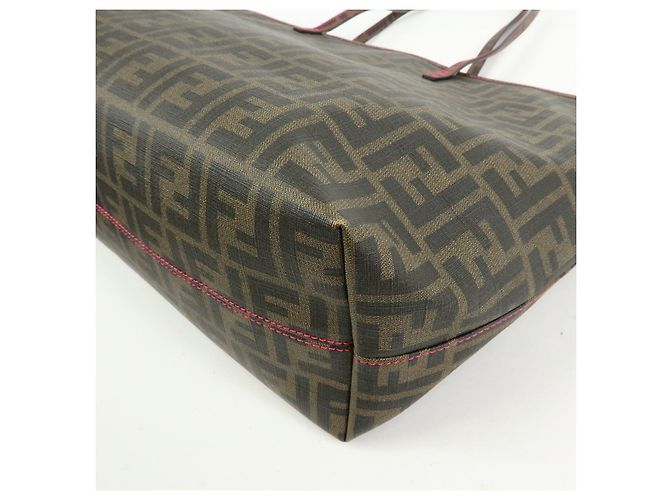 FENDI Borsa Tote e Borsa a Spalla Zucca PVC Leather Marrone Nero Rosa 8BH185 - vista 12