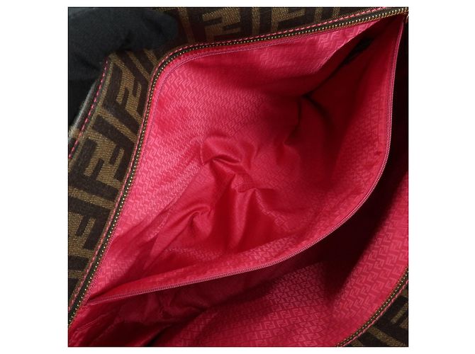 FENDI Borsa Tote e Borsa a Spalla Zucca PVC Leather Marrone Nero Rosa 8BH185 - vista 19
